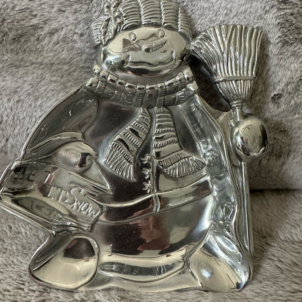 Lenox Yuletide Snowman dish/tray. Metal